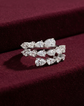 Triple Row Pear Lab Grown Diamond Ring, Pear Diamond Statement Ring, 2.28 Carat Pear Diamond Band, Unique Pear Diamond Anniversary Ring