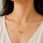 Interlocking Ring Lab Grown Diamond Necklace, Double Circle Necklace, Infinity Circle Pendant, Solid Gold Necklace, Minimalist Necklace
