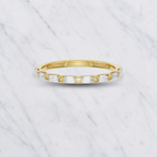 Baguette Lab Grown Diamond Wedding Band: Minimalist Half Eternity Stacking Ring