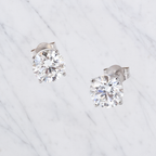 Round Lab Grown Diamond Solitaire Bridal Stud Earrings in Solid 14K Gold