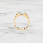 Modern Oval Cut East West Ring | Lab Grown Diamond | 14K Yellow Gold Sleek Style