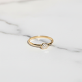 East West Pear Bezel Set Solitaire Ring | Lab Grown Diamond | 14K Yellow Gold Minimalist