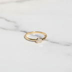 East West Pear Bezel Set Solitaire Ring | Lab Grown Diamond | 14K Yellow Gold Minimalist