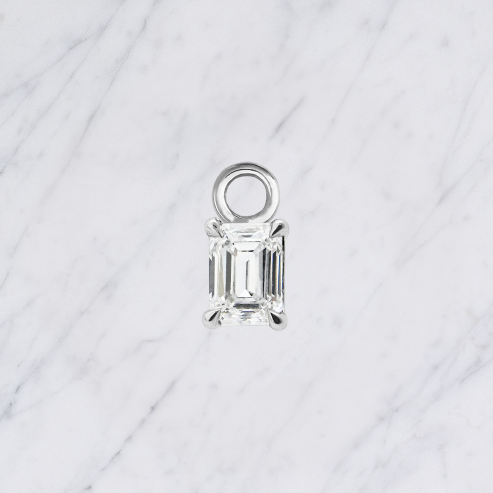 Dainty Lab Diamond Emerald Charm Earrings: 14k Gold Bridal Jewelry