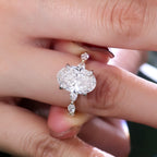 Modern Oval Cut Hidden Halo Half Eternity Ring | Lab Grown Diamond | 14K Yellow Gold