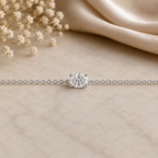 Minimalist Oval Lab Grown Diamond Solitaire Bracelet in Solid 14K Gold