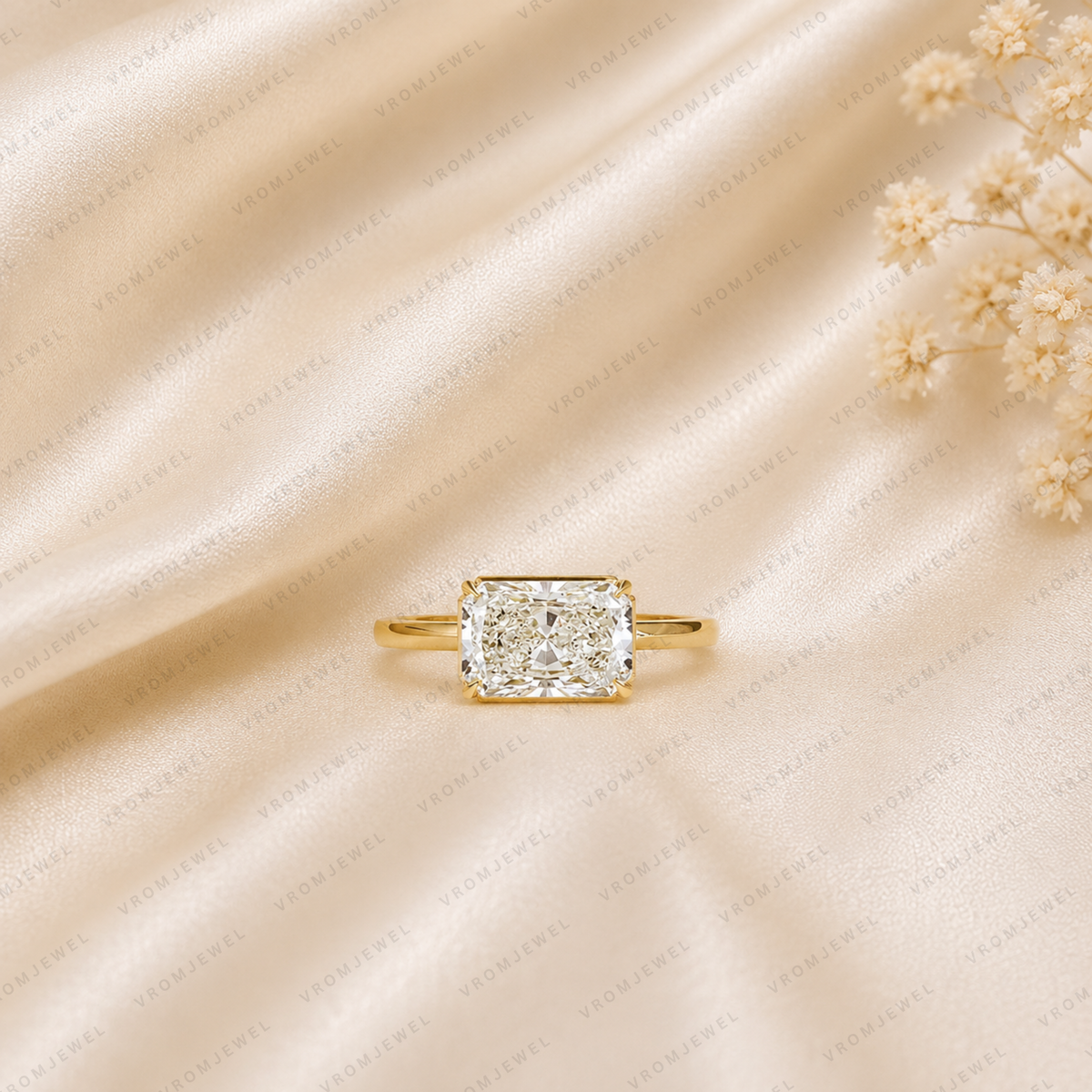 Radiant Engagement Ring | Lab Grown Diamond | Bezel Solitaire | 14K Gold