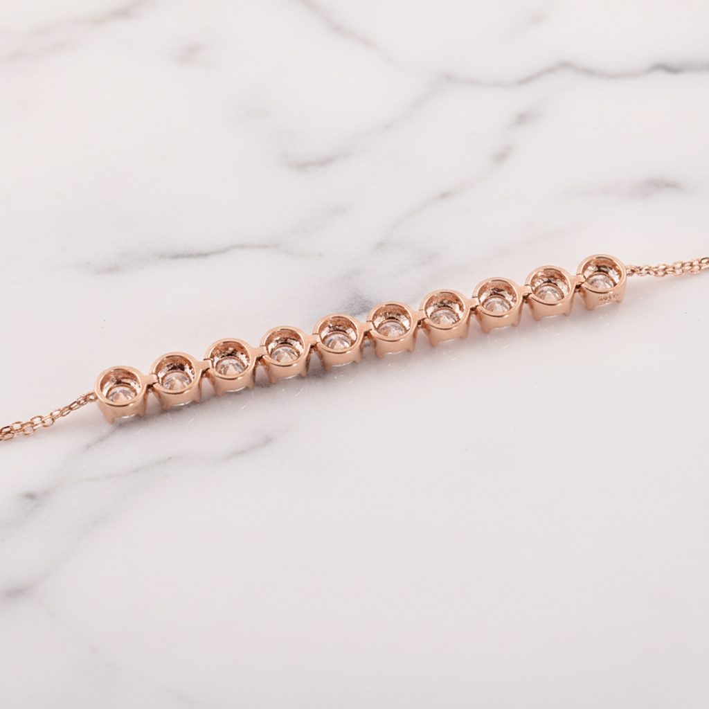 Minimalist Diamond Bar Bracelet | Lab Grown Diamond | 14K Yellow Gold