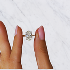 Oval Engagement Ring | Lab Grown Diamond | Hidden Halo | 14K Yellow Gold