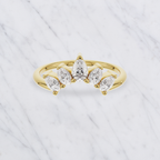 Curved Lab Grown Diamond Band with Pear and Round Stones – Bridal Ring