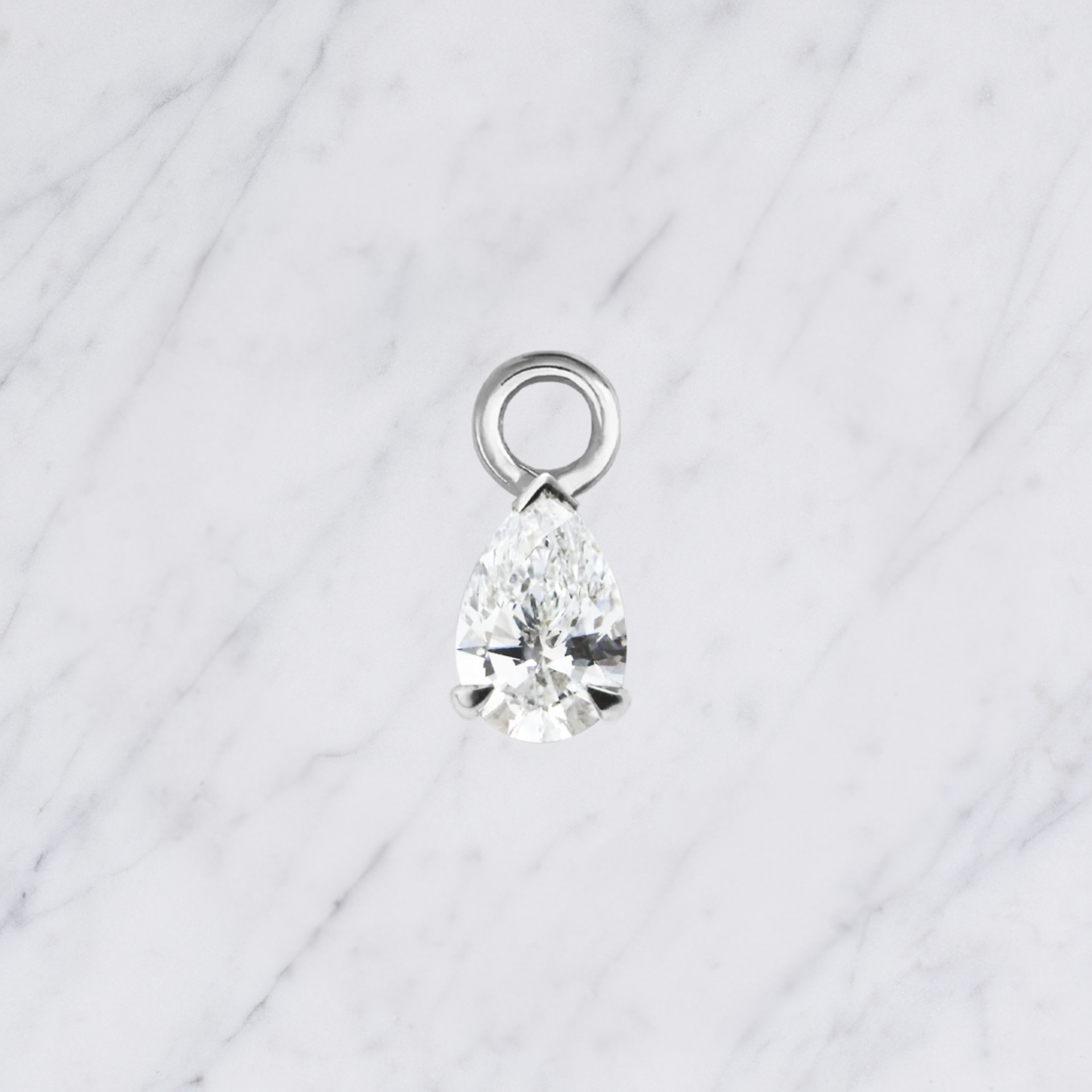 Dainty Lab Diamond Pear Charm Earrings: 14k Gold Bridal Jewelry