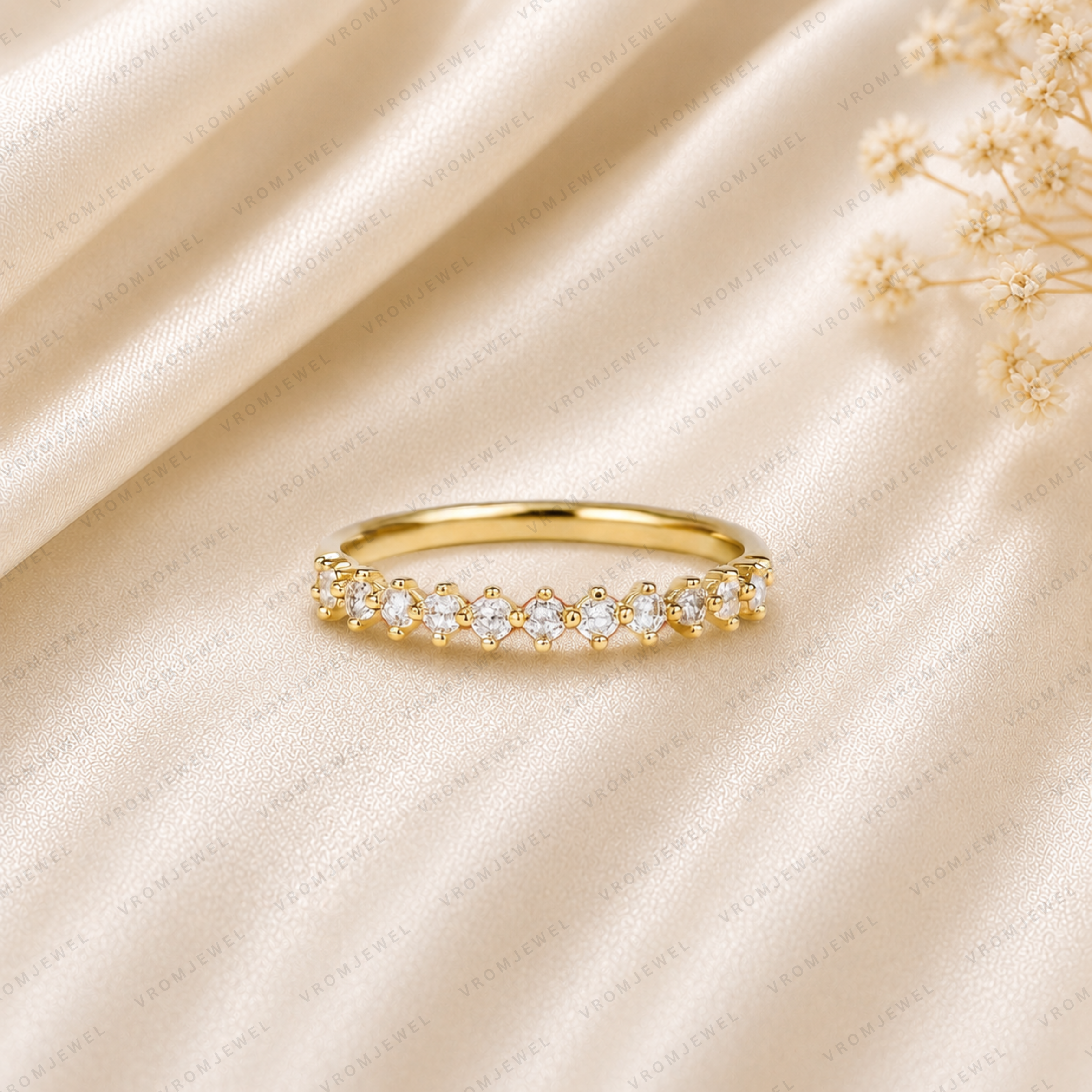 Diamond Eternity Band | Lab Grown | Solid 14K Yellow Gold Stacking Ring