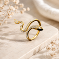 Snake Lab Grown Diamond Ring, Diamond Snake Ring, Serpent Wrap Ring, Solid Gold Snake Ring, Open Wrap Ring, Minimalist Statement Ring