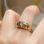 Star Celestial Domed Ring | Lab Grown Diamond | 14K Yellow Gold Cigar Band