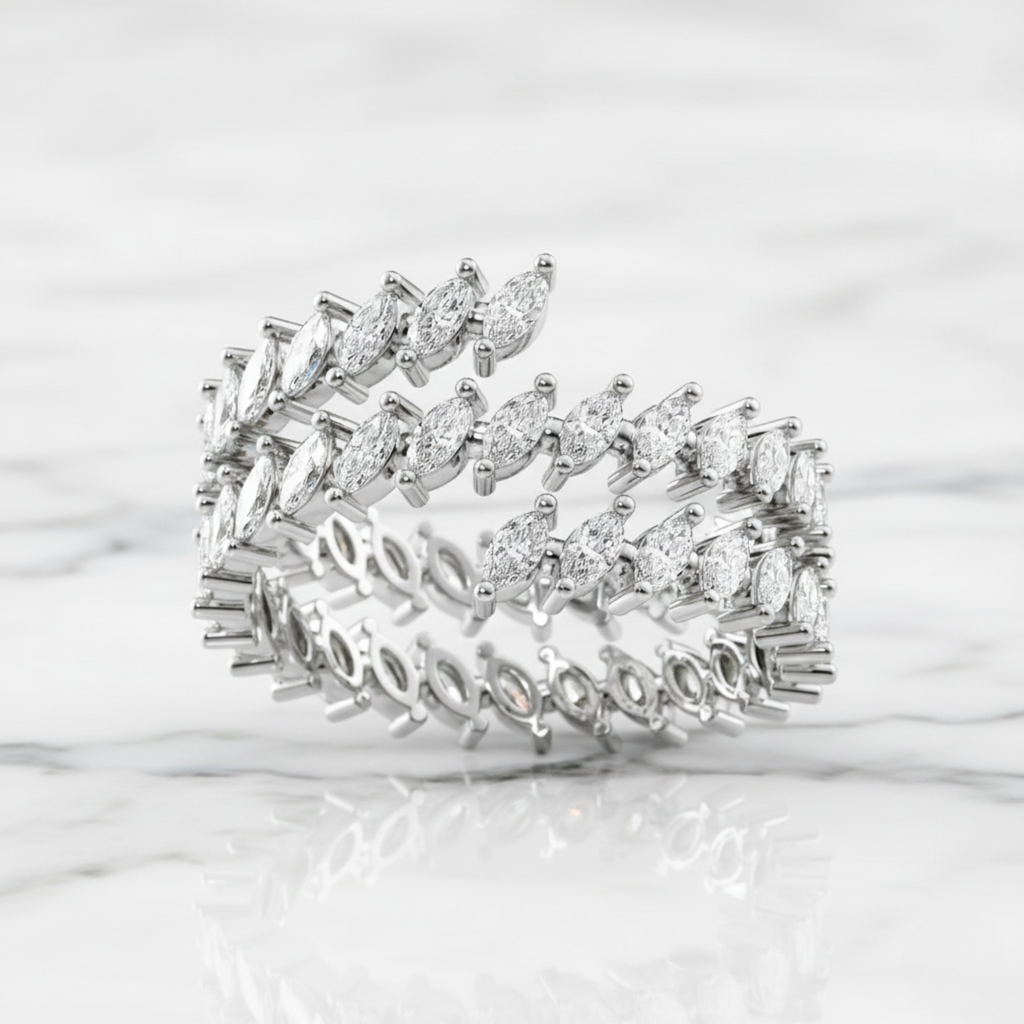 Marquise Wrap Around Ring | Lab Grown Diamond | 14K Yellow Gold Contemporary Look