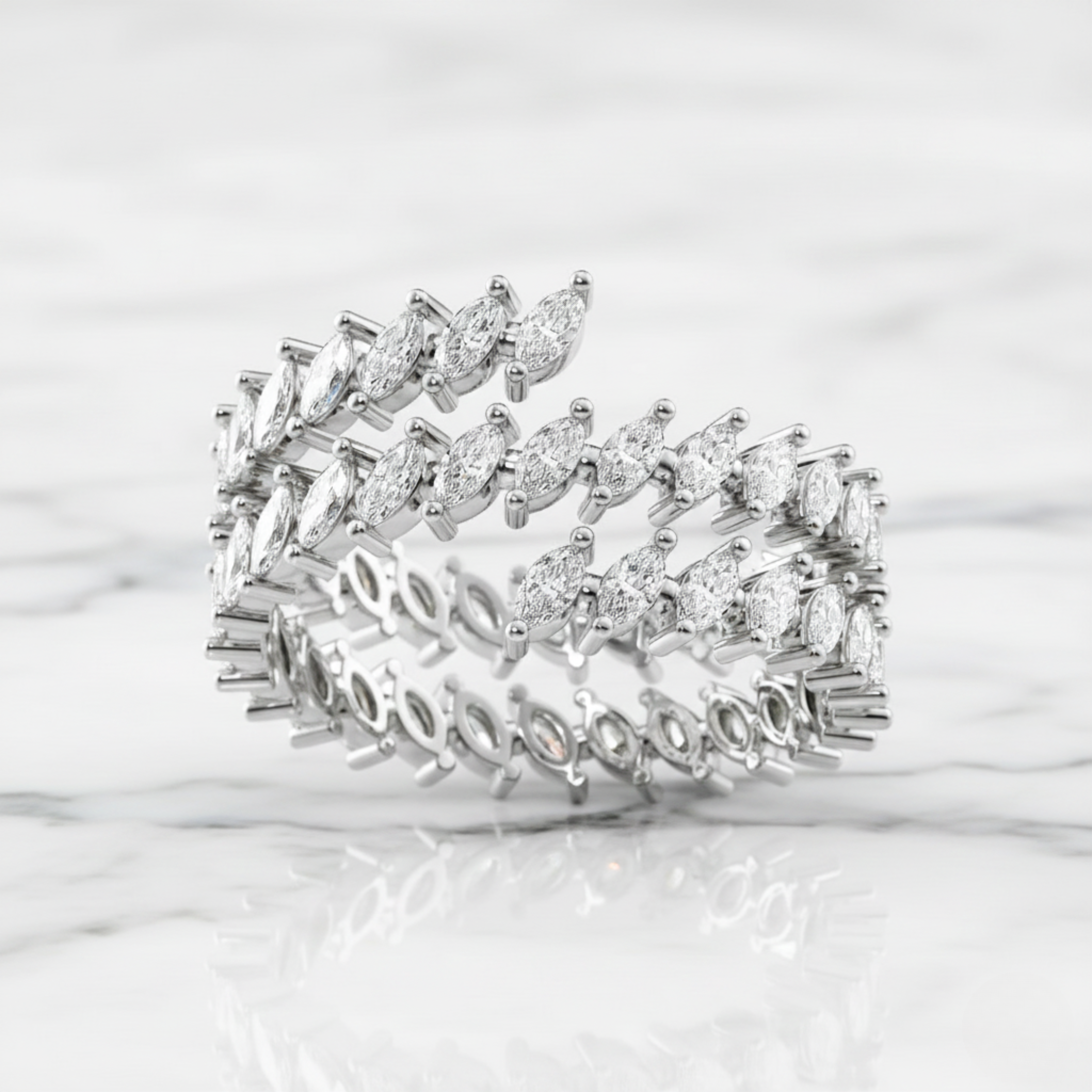Marquise Wrap Around Ring | Lab Grown Diamond | 14K Yellow Gold Contemporary Look