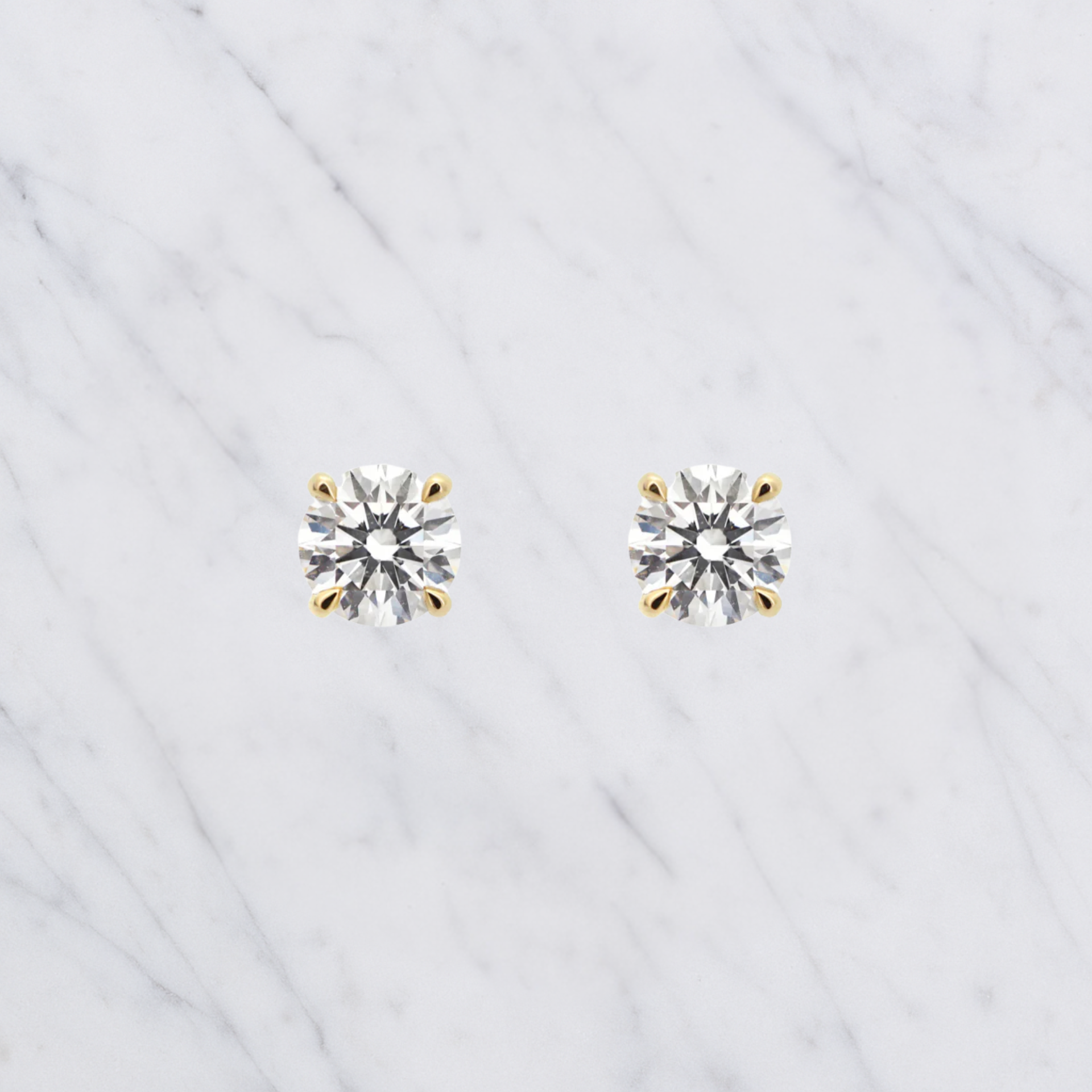 Round Lab Grown Diamond Solitaire Stud Earrings in Solid 14K Gold