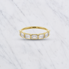 Emerald Cut Lab Grown Diamond East West Bezel Set Wedding Band in Solid 14K Gold