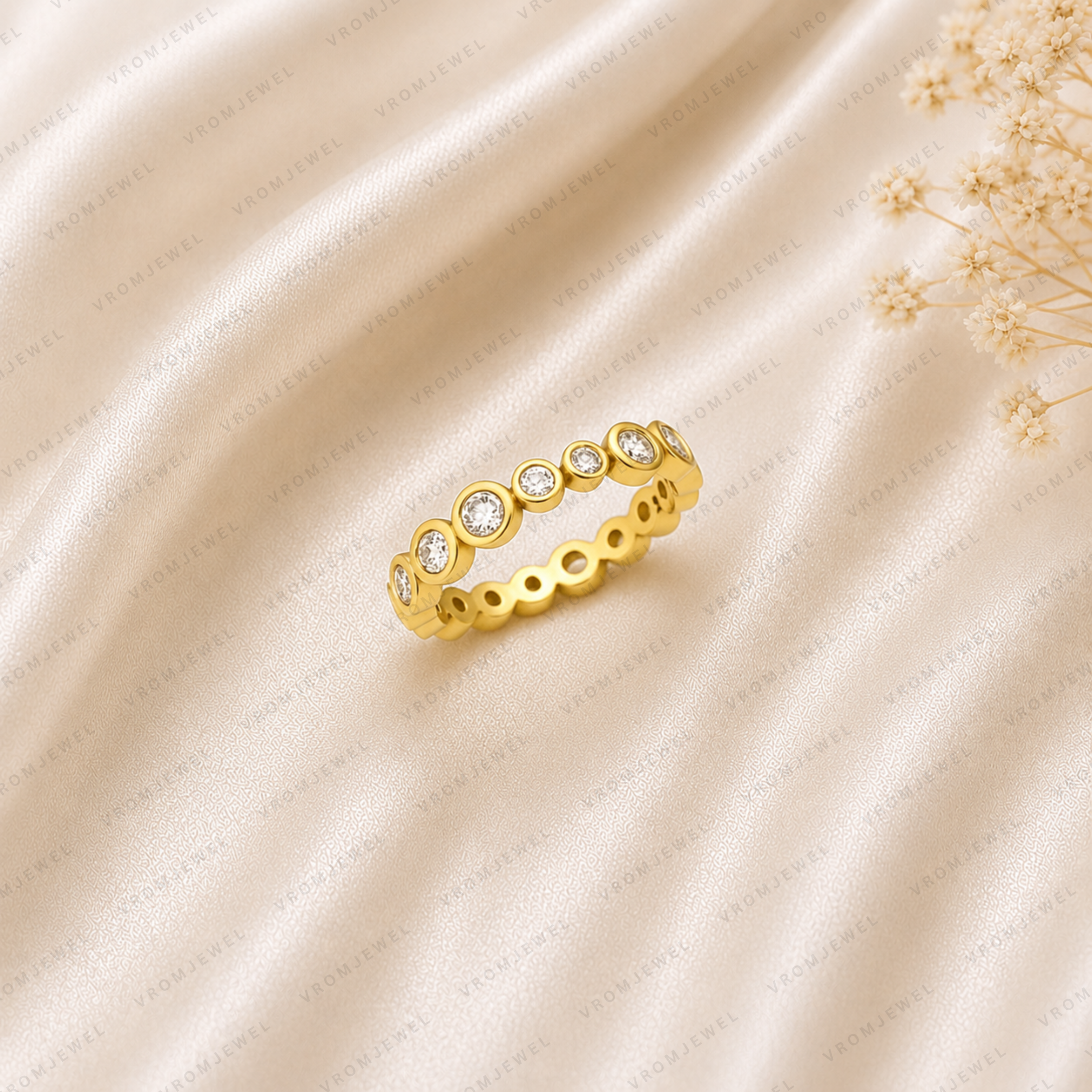 Diamond Eternity Ring | Lab Grown | Bezel Set | 14K Gold Stacking Band