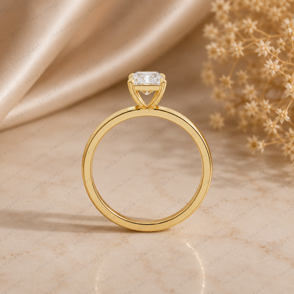 Radiant Cut Lab Grown Diamond Solitaire Engagement Ring in Solid 14K Gold