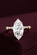 Marquise Diamond Engagement Ring, Marquise Cut Diamond Ring with Marquise & Round Side Stones, Unique Marquise Solitaire Engagement Ring