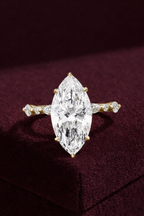 Marquise Diamond Engagement Ring, Marquise Cut Diamond Ring with Marquise & Round Side Stones, Unique Marquise Solitaire Engagement Ring