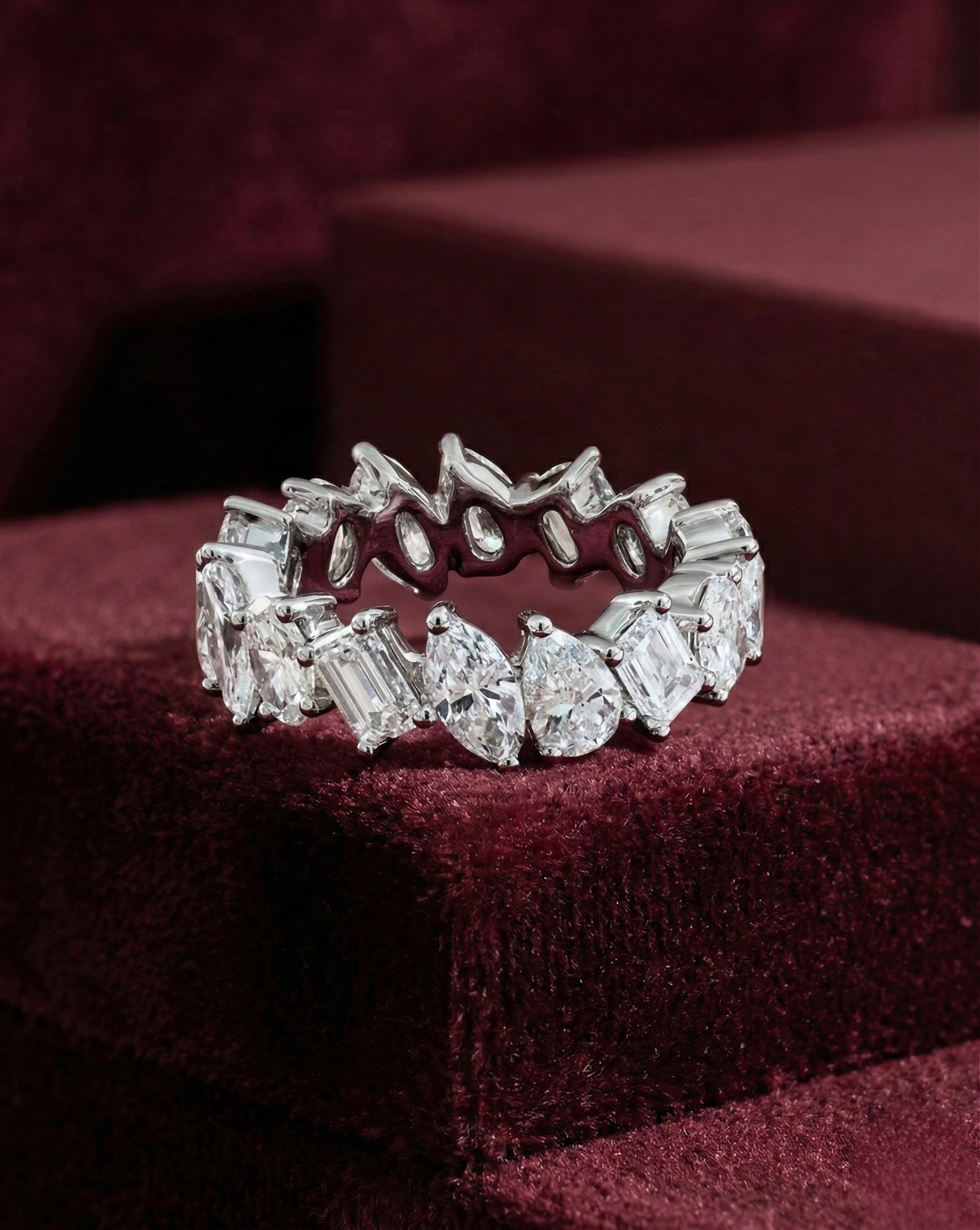 Mixed Shape Lab Grown Diamond Band Ring, Multi Shape Diamond Statement Ring, 5.05 Carat Diamond Anniversary Ring, Unique Engagement Ring