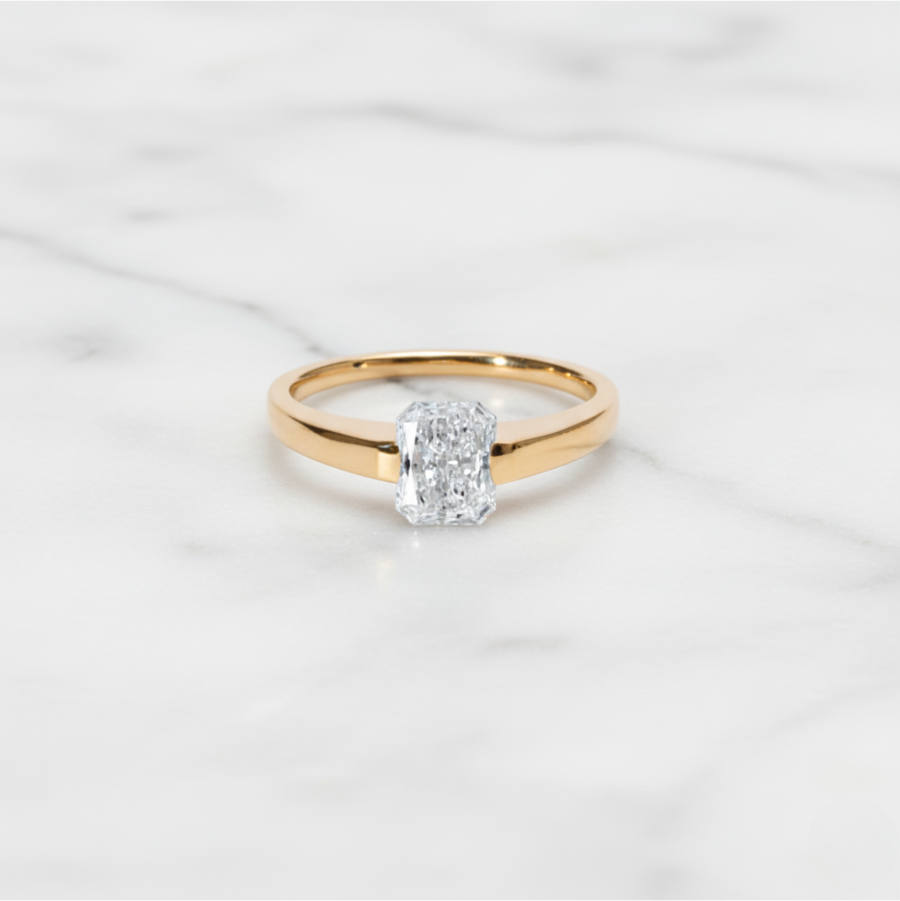 Modern Radiant Cut Ring | Lab Grown Diamond | 14K Yellow Gold Minimal Sleek Design