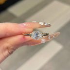 East West Oval Half Bezel Solitaire Ring | Lab Grown Diamond | 14K Yellow Gold Modern Minimalist