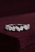 Mixed Shape Diamond Band, Pear Marquise Oval Emerald Diamond Ring, Unique Diamond Wedding Band, Modern Diamond Anniversary Ring