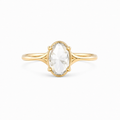Oval Rose Cut Lab Grown Diamond Ring | 1 CT | Bezel with 4 Prong Setting | Vintage Style Engagement Ring | 14K Gold