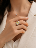 Yellow Radiant Lab Grown Diamond Ring, Radiant Cut Statement Ring, Modern Bypass Engagement Ring, Solid Gold Diamond Ring, Yellow Diamond