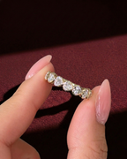 Heart Shape Diamond Half Eternity Band, Bezel Set Heart Diamond Wedding Band, Heart Diamond Anniversary Ring, Stackable Diamond Band.