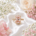 Pink Radiant Lab Grown Diamond Halo Engagement Ring, Pavé Diamond Band, Pink Diamond Ring, 10K 14K 18K Gold