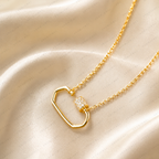 Double Layer Hollow Necklace, Geometric Link Diamond Necklace, Lab Grown Diamond Necklace, Solid Gold Minimalist Necklace, Modern Necklace,