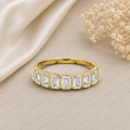 Emerald Cut Lab Grown Diamond Bezel Set Wedding Band in Solid 14K Gold