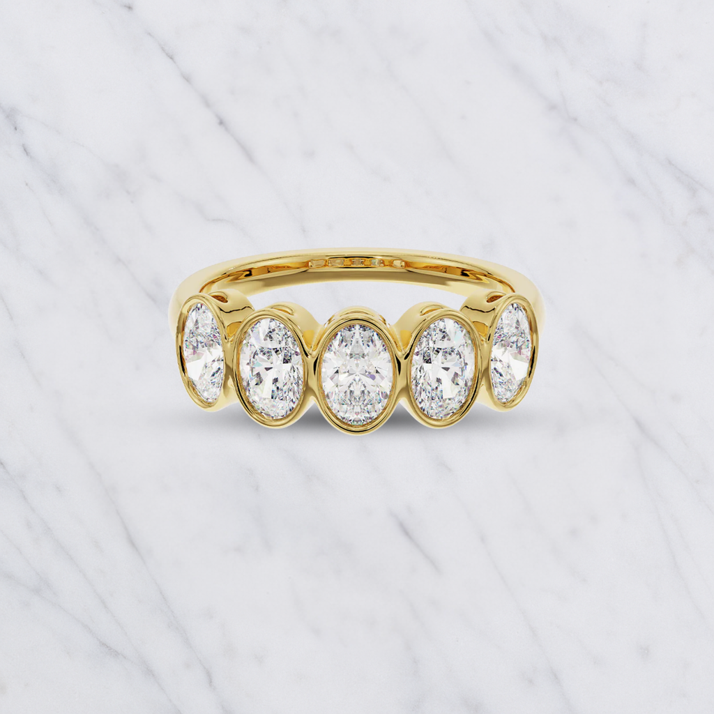 Oval Lab Grown Diamond 5-Stone Bezel Set Wedding Band