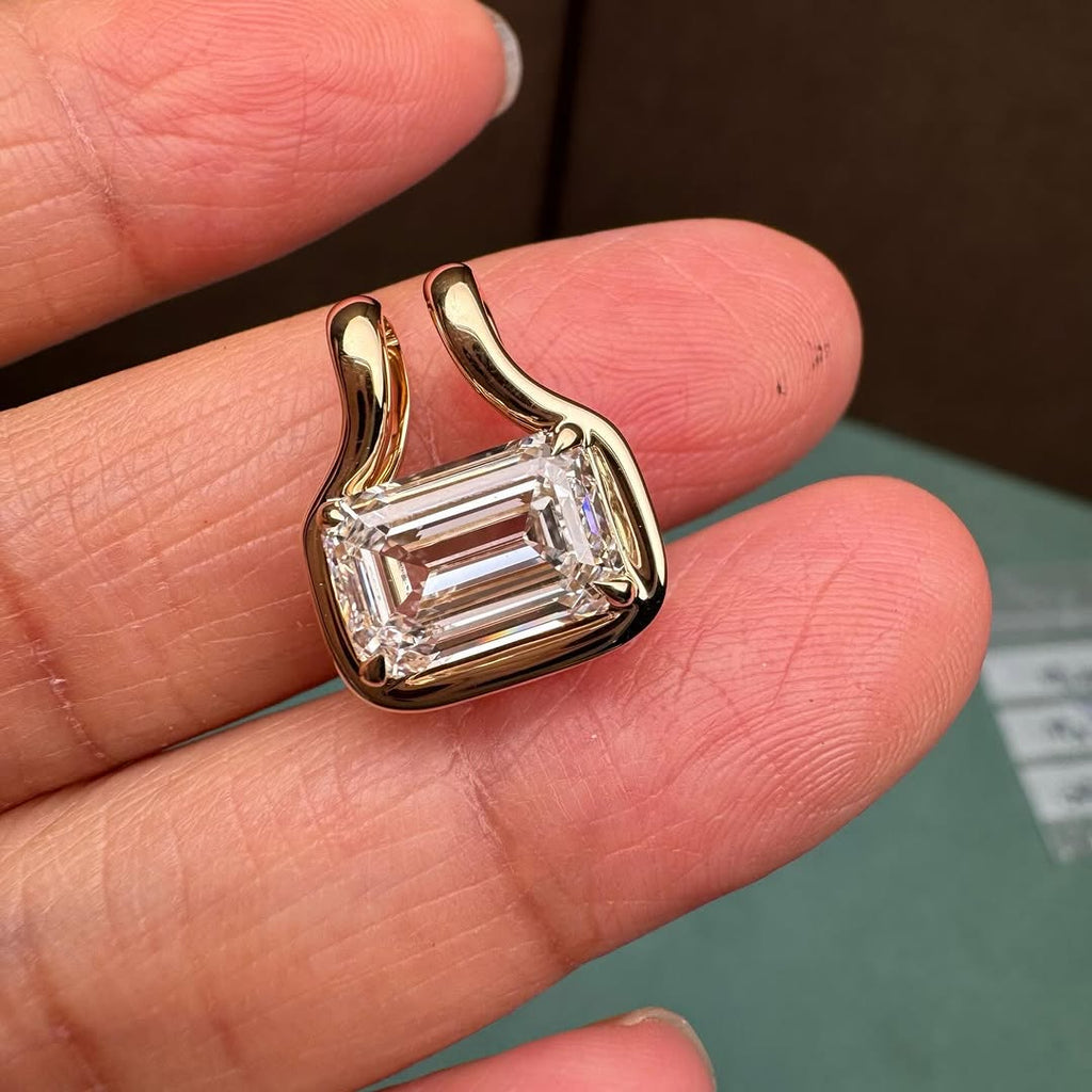 Emerald Cut Lab Grown Diamond Pendant, Solitaire Diamond Necklace, Minimalist Gold Pendant, IGI Certified, Gift for Her