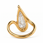 Pear Step Cut Diamond Sculpted Ring