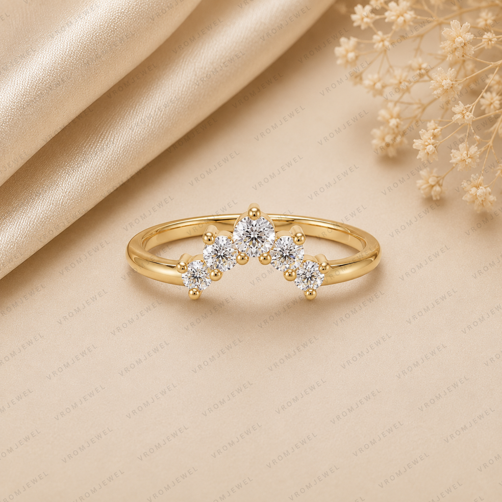 Curved Lab Grown Diamond Band with Round Stones – Bridal Ring