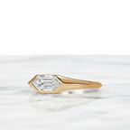 Hexagon East West Ring Bezel Design | Lab Grown Diamond | 14K Yellow Gold