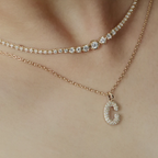 Diamond Initial Letter Pendant | Lab Grown Diamond | 14K Yellow Gold Pave Alphabet Charm