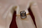 Modern Emerald Engagement Ring | Lab Grown Diamond | 14K Yellow Gold Bezel Solitaire Ring