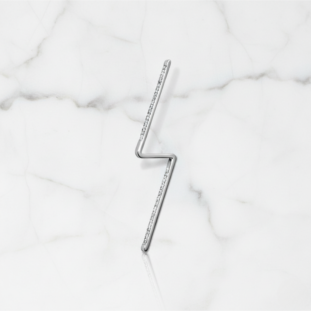 Linear Zig Zag Earring Lightning Design | Lab Grown Diamond | 14K Yellow Gold