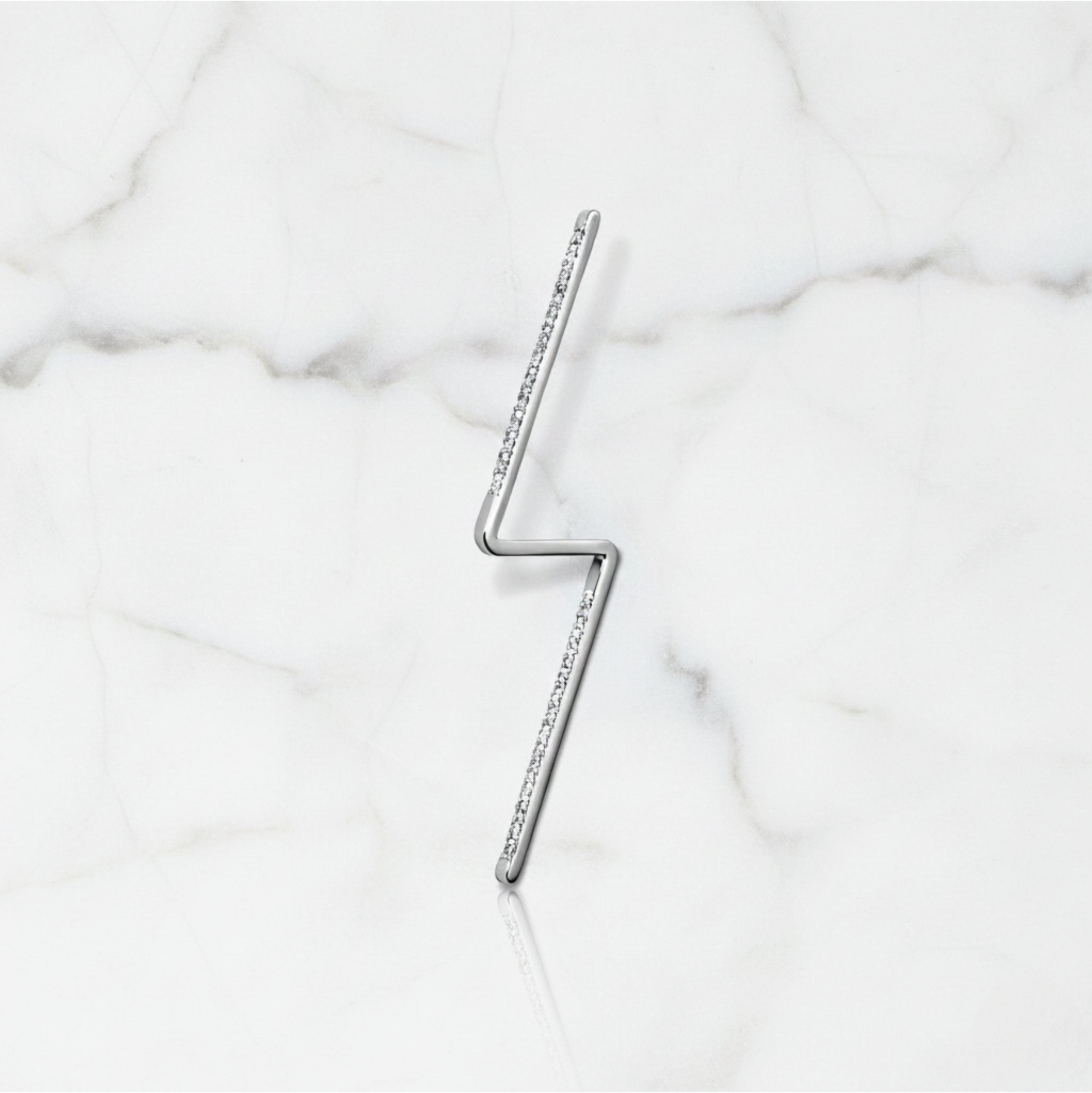 Linear Zig Zag Earring Lightning Design | Lab Grown Diamond | 14K Yellow Gold