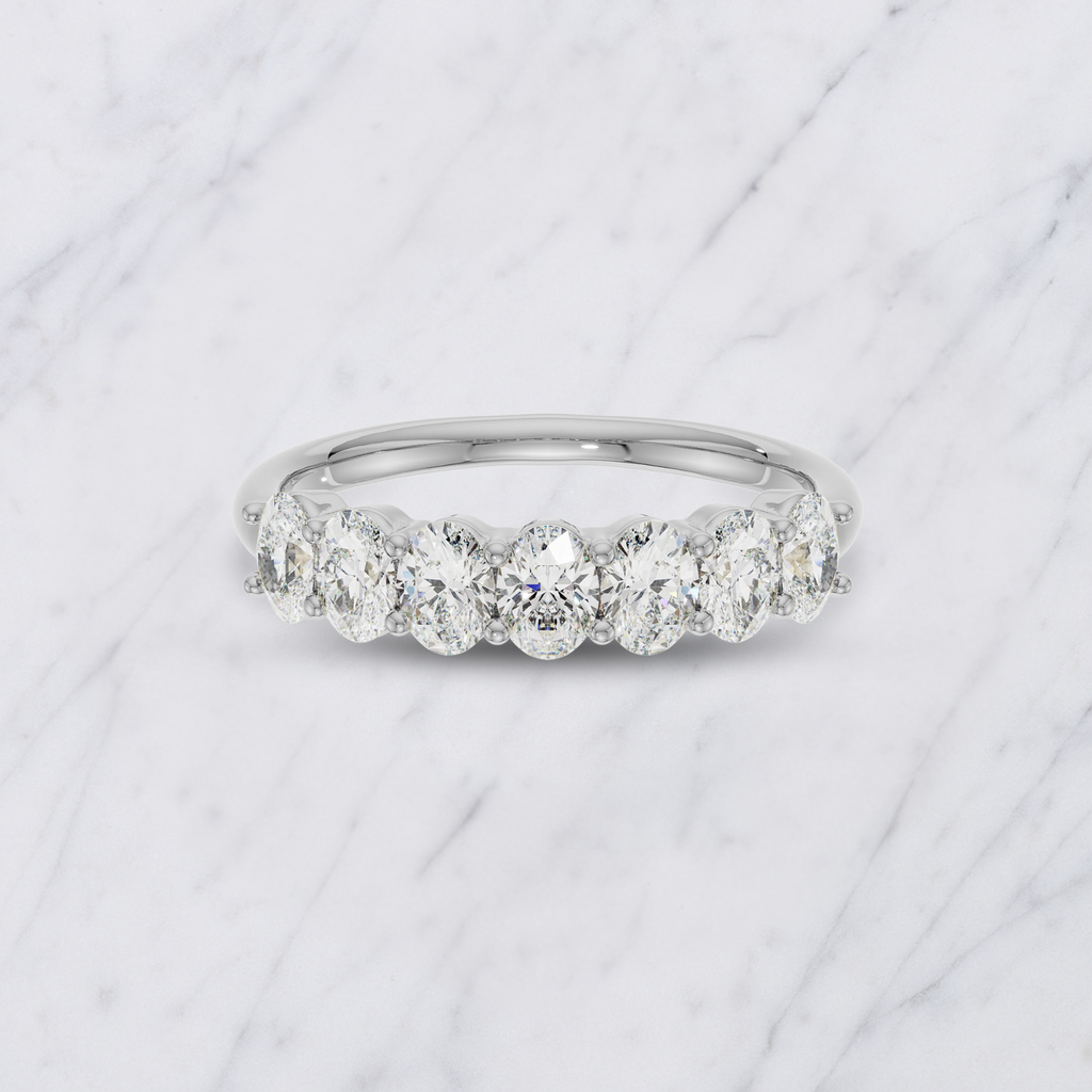 Oval Lab Grown Diamond Anniversary Band in Solid 14K Gold