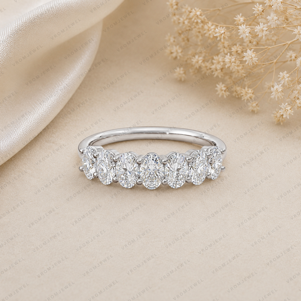 Oval Lab Grown Diamond Anniversary Band in Solid 14K Gold