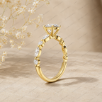 Oval Lab Grown Diamond Engagement Ring with Marquise & Round Halo in Solid 14K Gold