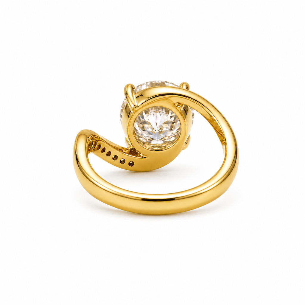Portuguese Cut Lab Grown Diamond Ring | 1 CT IGI Certified | Twisted Pave Band | Vintage Inspired Engagement Ring | 14K Gold