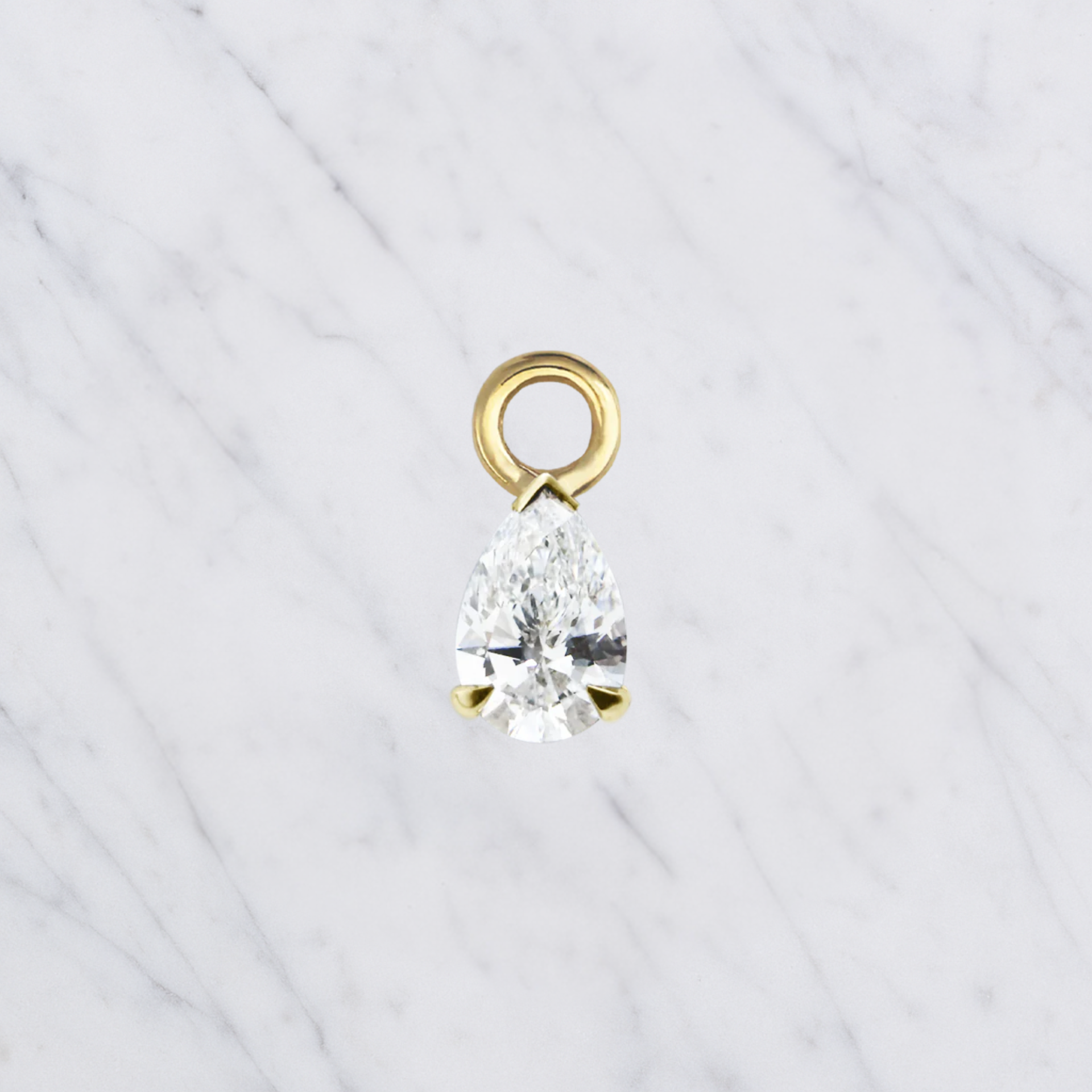 Dainty Lab Diamond Pear Charm Earrings: 14k Gold Bridal Jewelry
